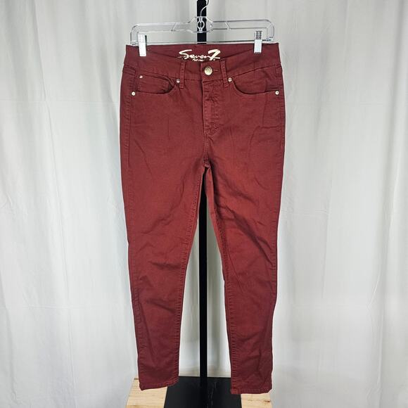 Seven7 Tummyless Skinny Jeans High Rise Red Stretch Size 8 Women’s - Picture 1 of 5